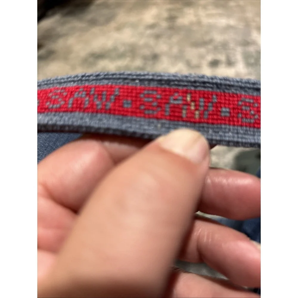 Children Needlepoint Leather Belt Old Red Truck And Camper Saw-Saw Belt